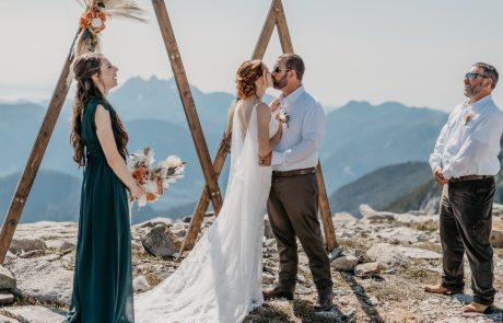 First kiss as a husband and wife during ceremony